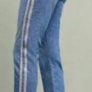 Anthropologie Pilcro Side Silver Stripe Denim Jeans Sz 26